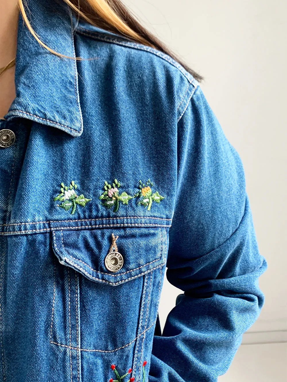 Route 66 Floral Embroidered Denim Jacket