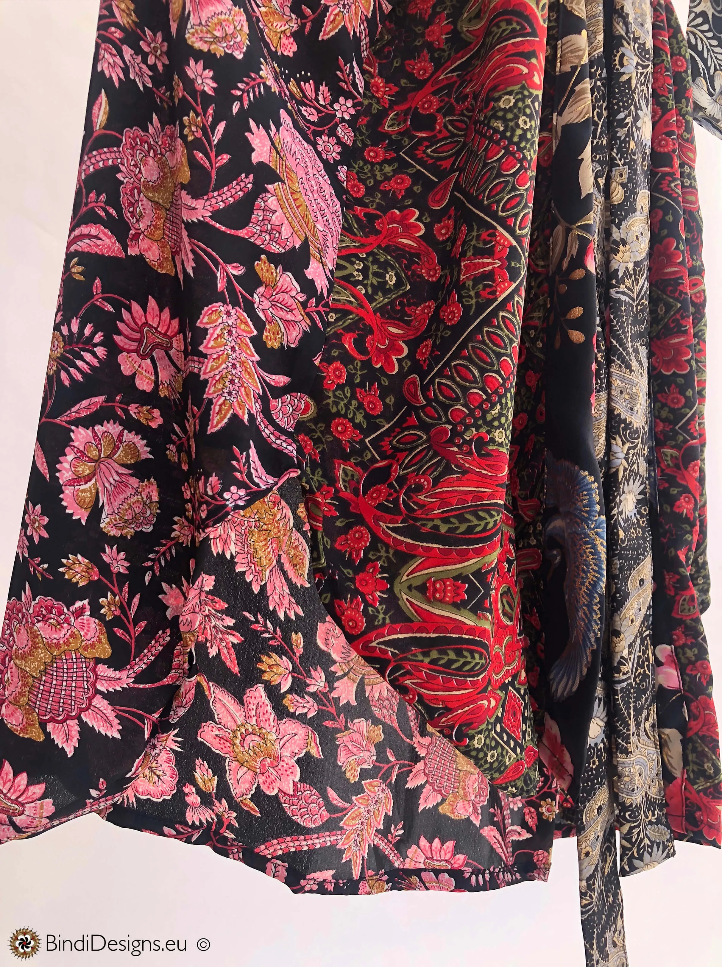 Sari Silk Kimono Robe Floral Print