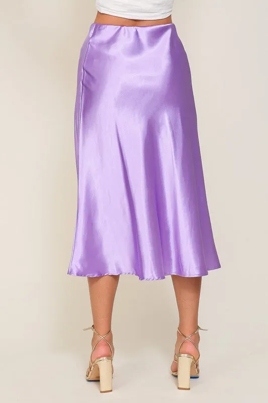 Satin Flare Midi Skirt