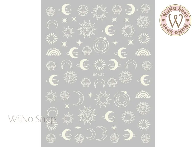 Sun Moon Shell Glow in the Dark Adhesive Nail Art Sticker - 1 pc (WG637GD)