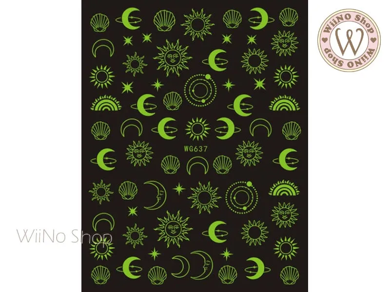 Sun Moon Shell Glow in the Dark Adhesive Nail Art Sticker - 1 pc (WG637GD)