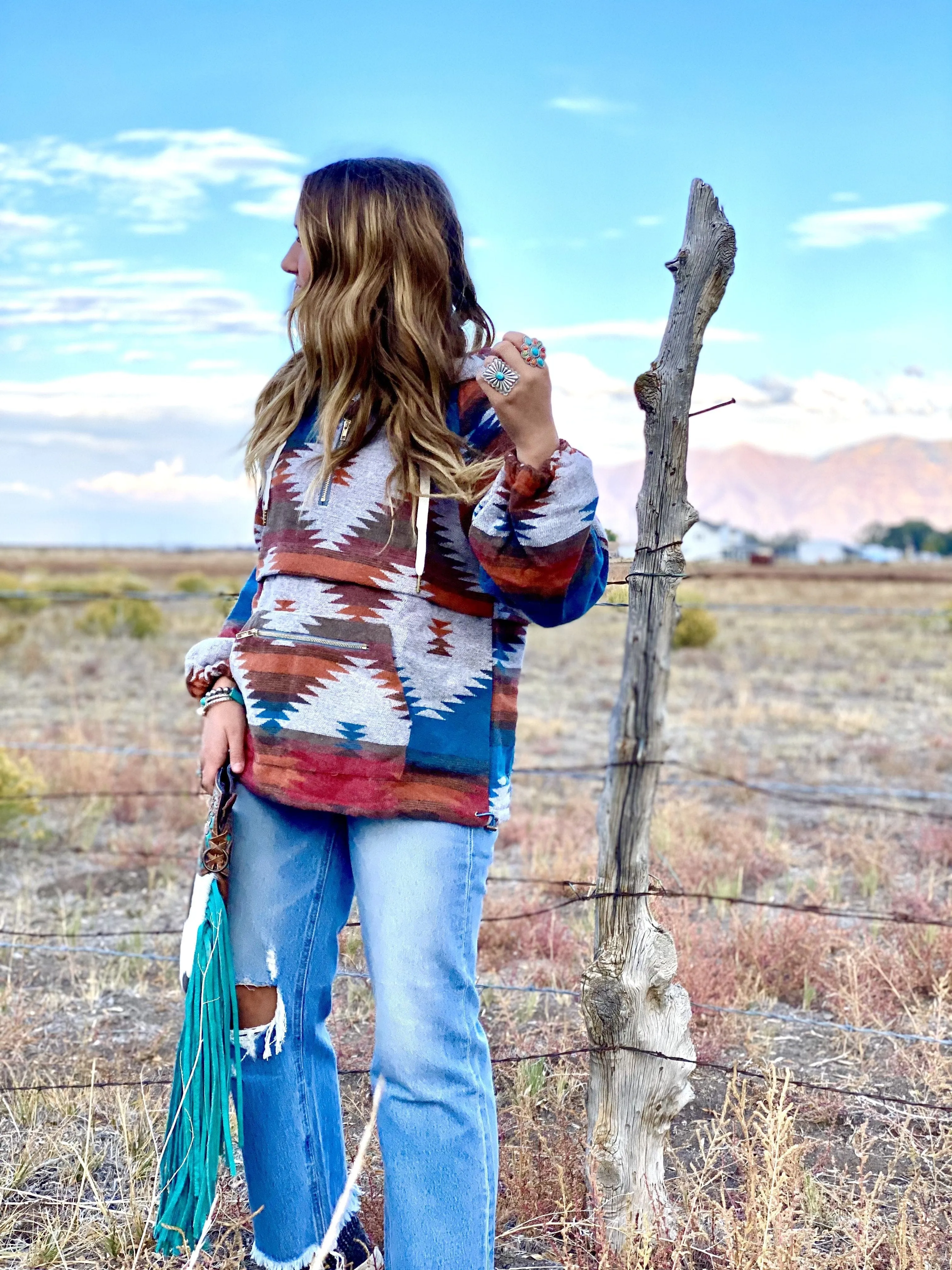 The Fall Feedlot Boss Aztec Pullover Jacket