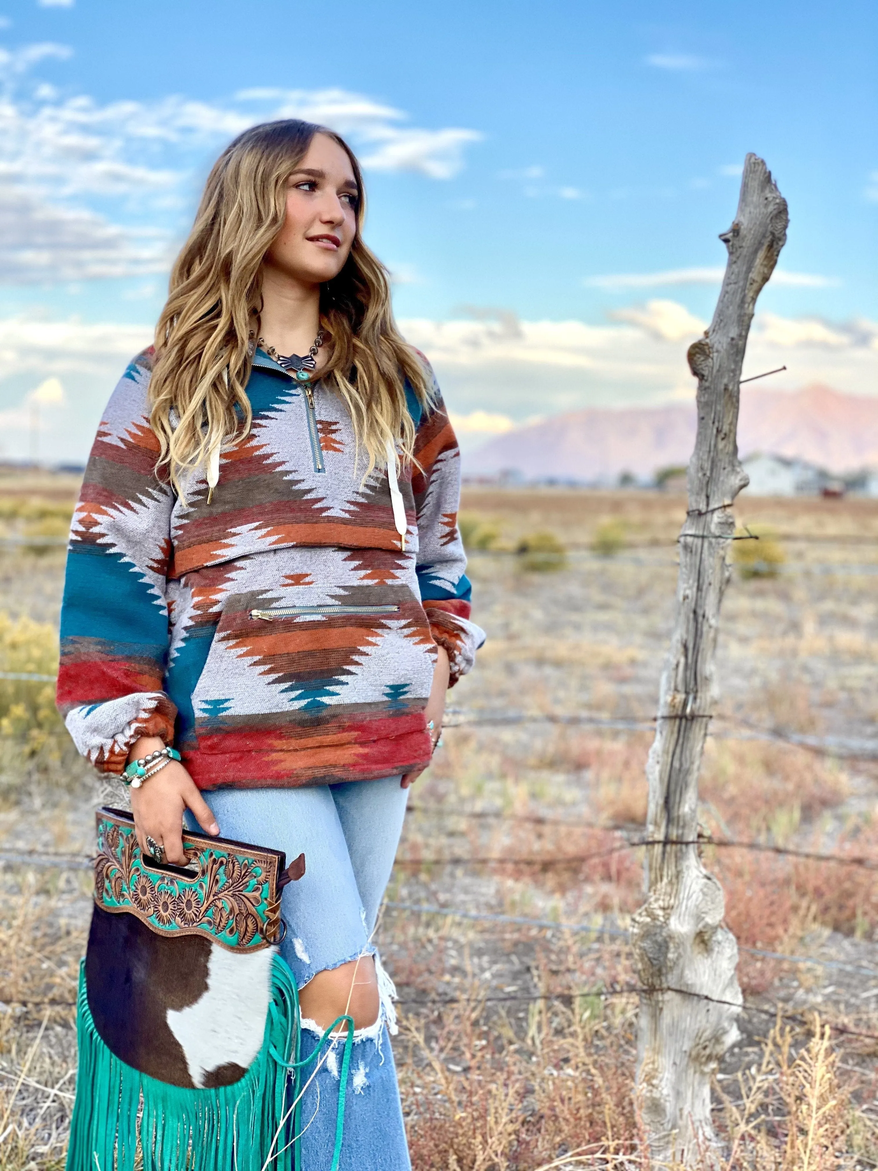 The Fall Feedlot Boss Aztec Pullover Jacket