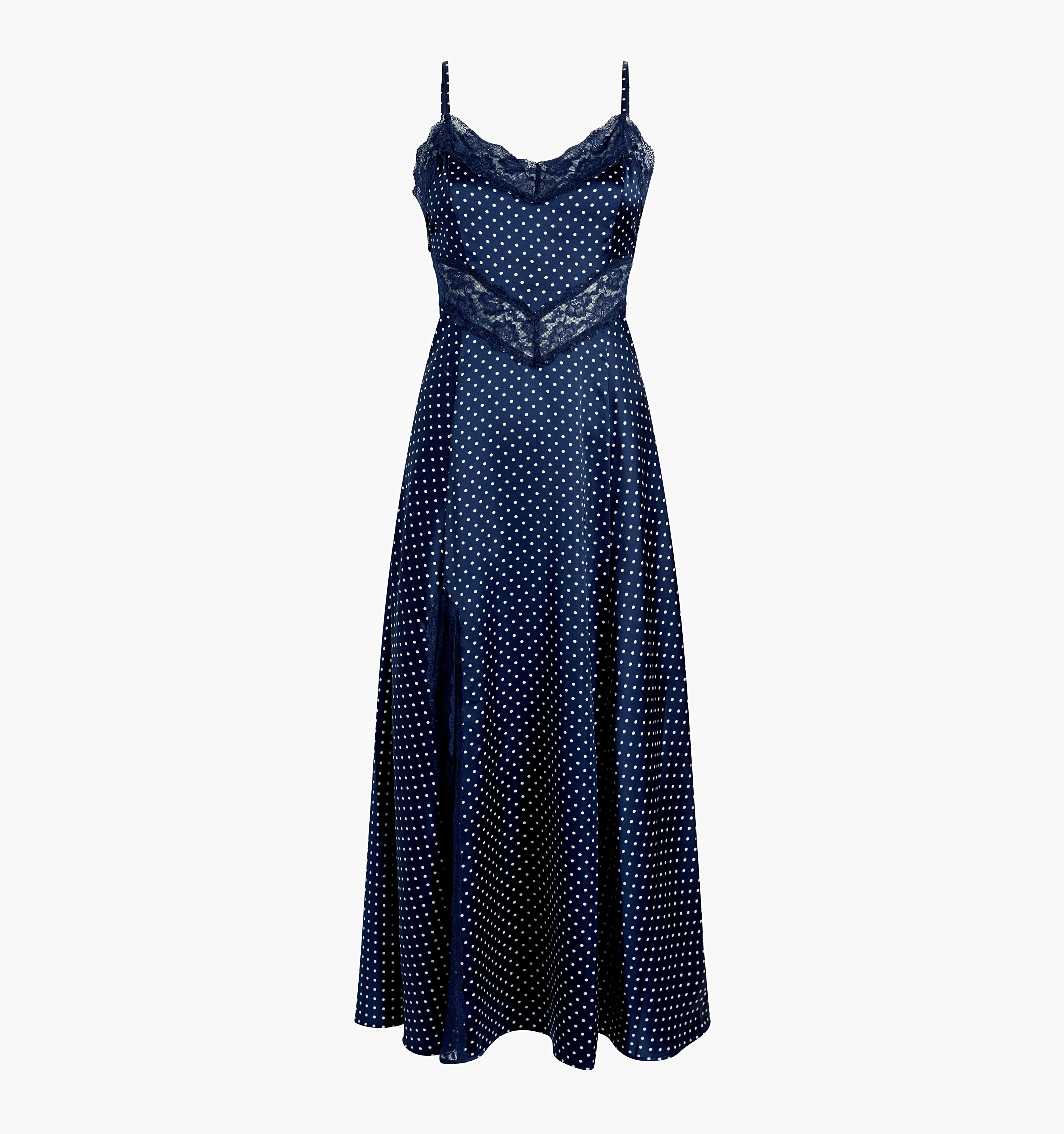 The Ida Dress - Navy Polka Dot Silk