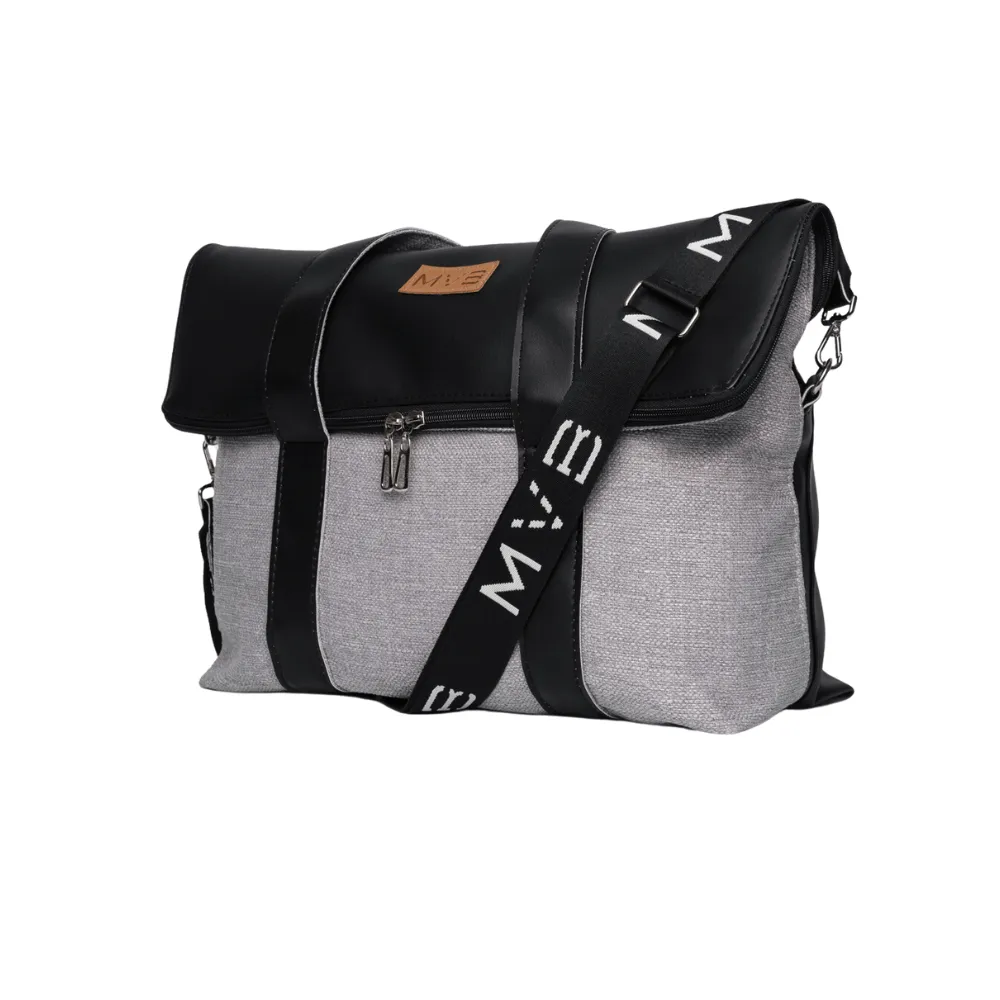 The Versa Flop Cork Vegan Messenger Bag | Grey & Black