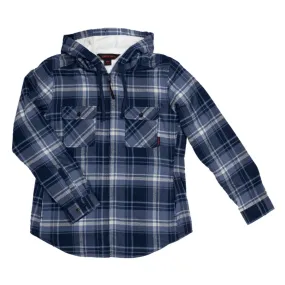 Tough Duck Women's Plush Pile-Lined Flannel Work Hoodie WS12 - Navy