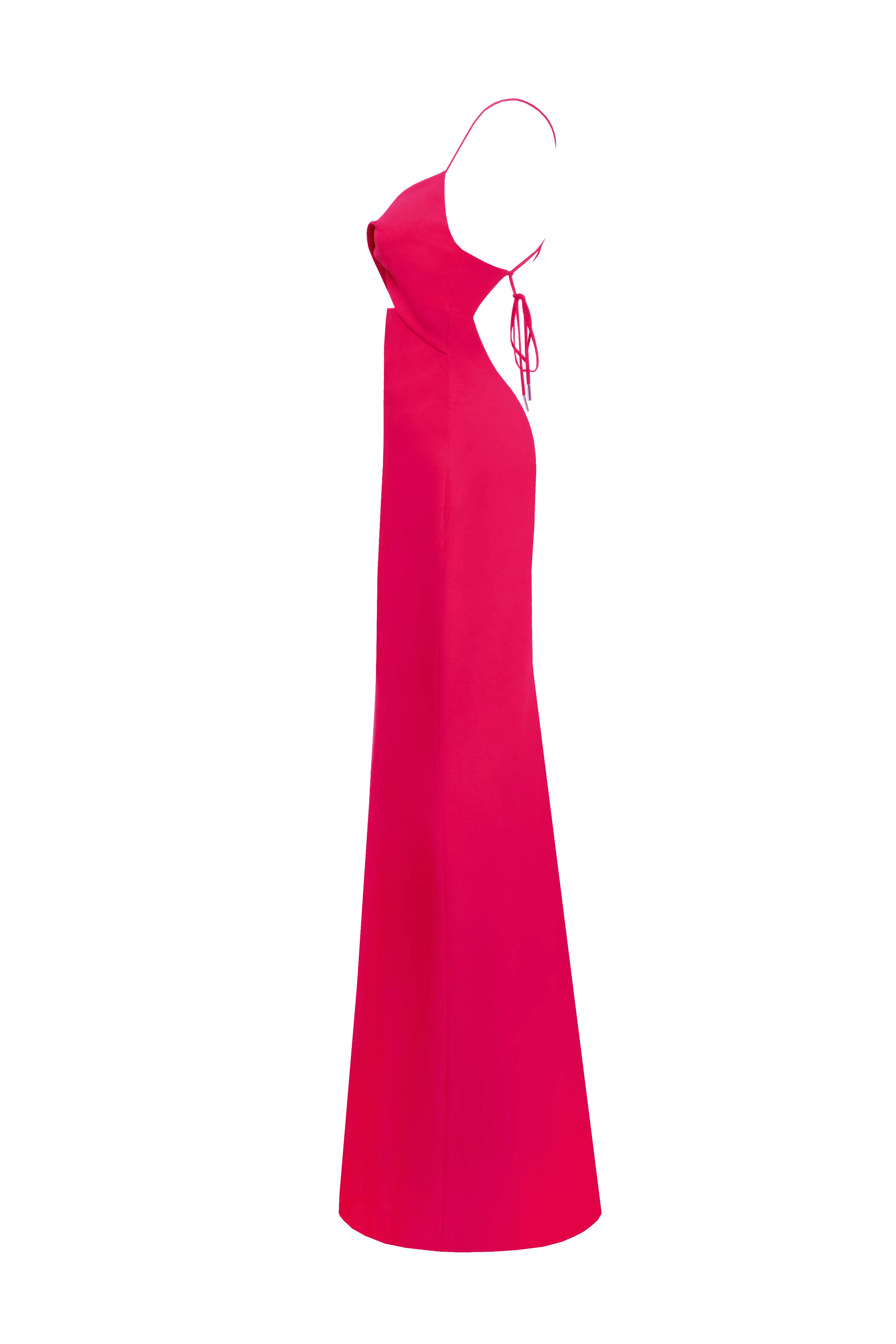 Twisted cutout fuchsia bodice maxi dress