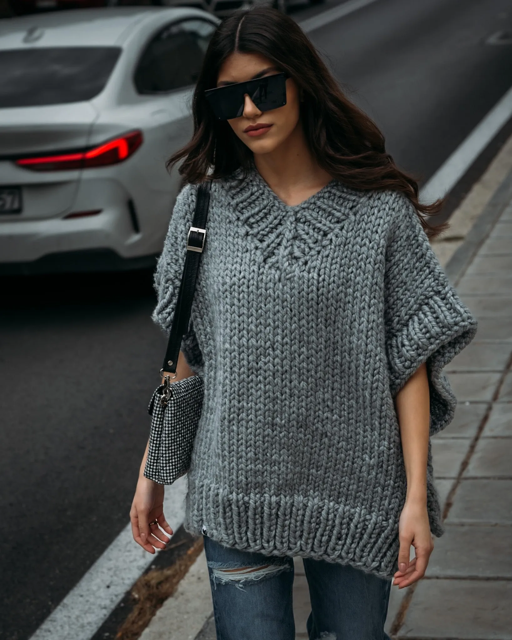 V-neck Poncho Sweater