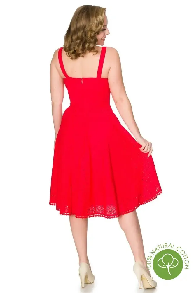 Valerie Red Anglaise Swing Dress