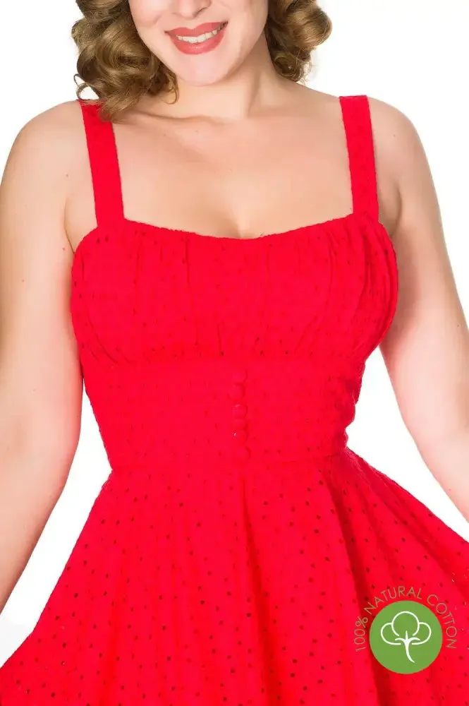 Valerie Red Anglaise Swing Dress