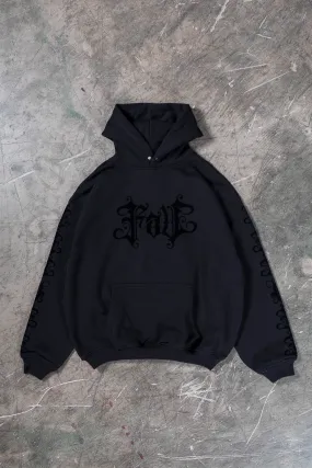 VELOUR BLACK SNAP BUTTON HOODIE