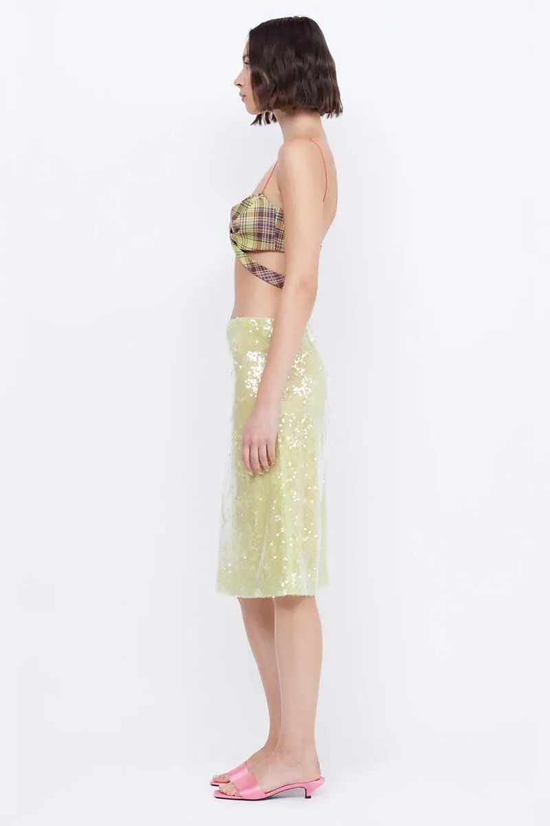 VENUS SEQUIN MIDI SKIRT-CITRUS