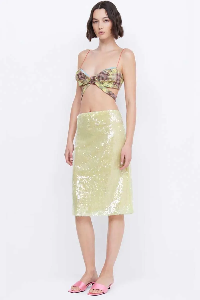 VENUS SEQUIN MIDI SKIRT-CITRUS