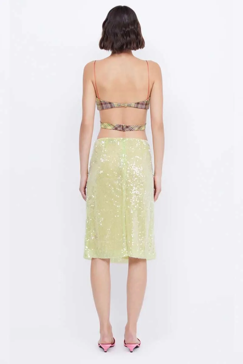 VENUS SEQUIN MIDI SKIRT-CITRUS