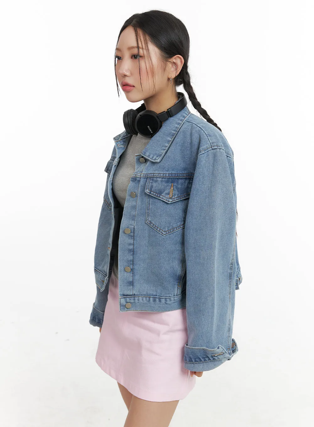 Washed Buttoned Denim Jacket OA402