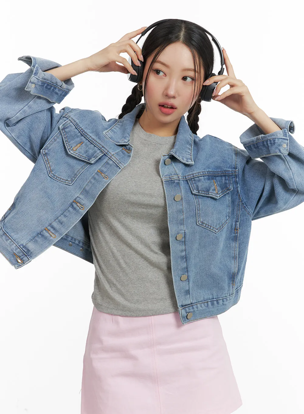 Washed Buttoned Denim Jacket OA402