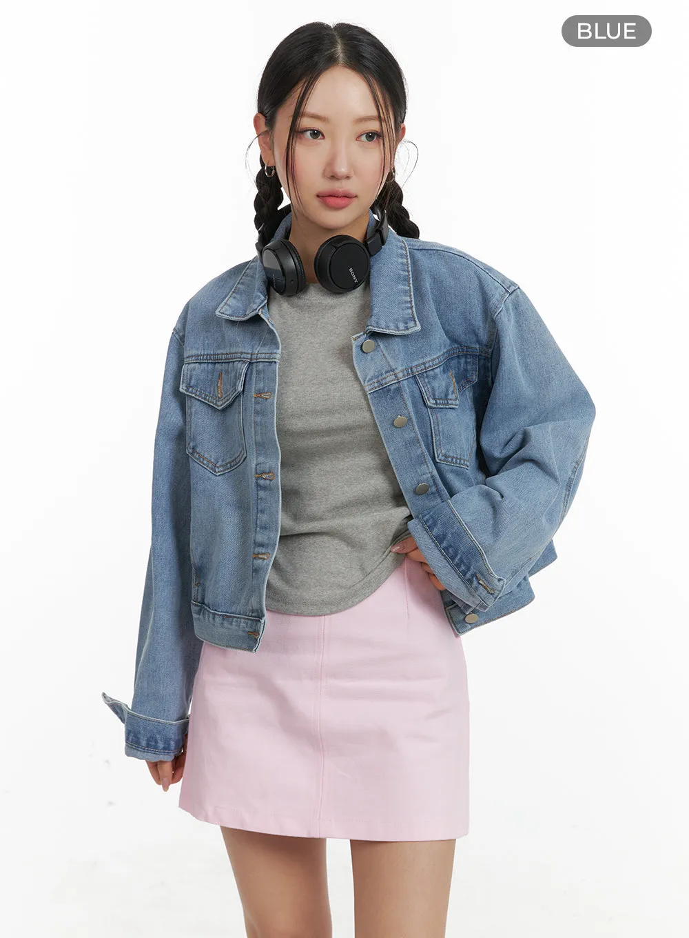 Washed Buttoned Denim Jacket OA402