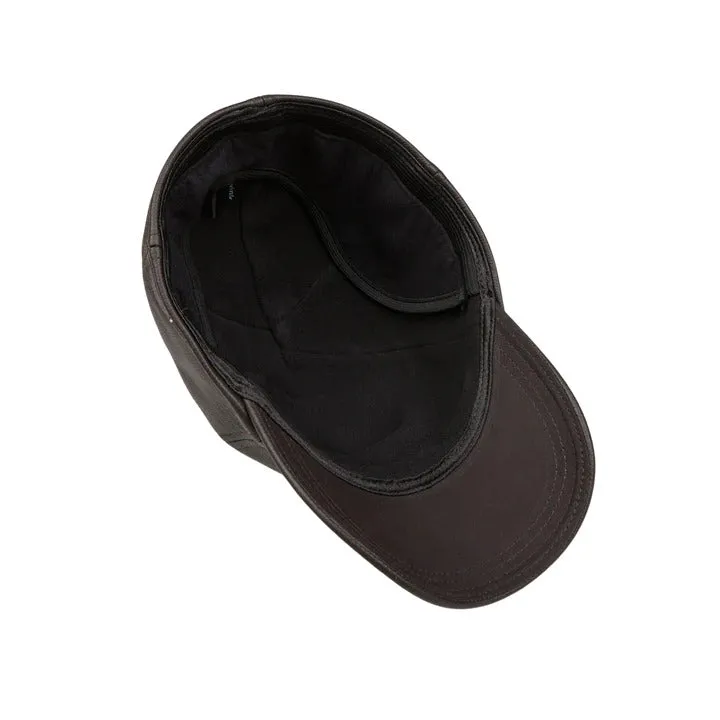 Wigens Dark Brown Elk Leather Baseball Cap with hidden Earflaps