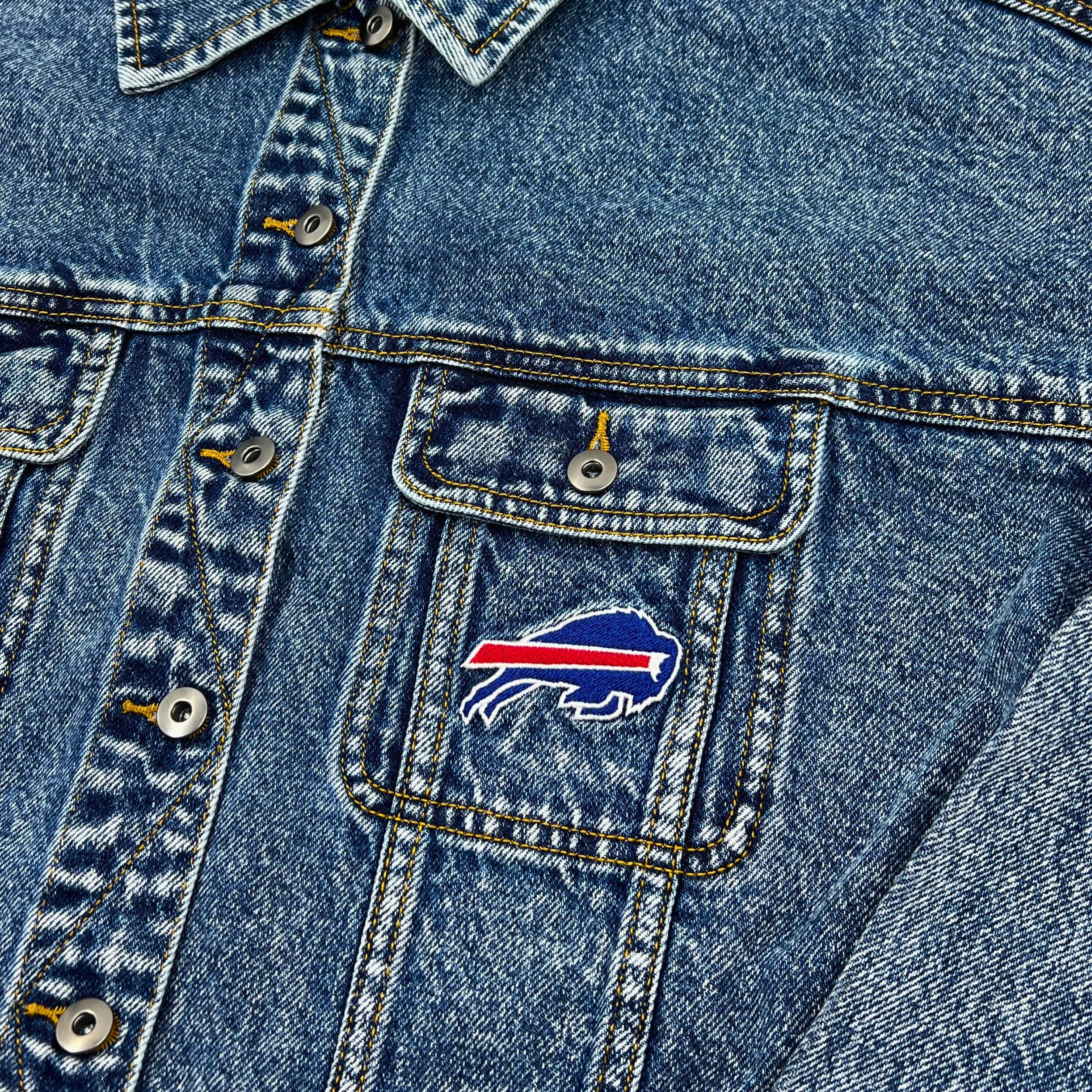 Women's Buffalo Bills Oversized Cropped Denim Jacket