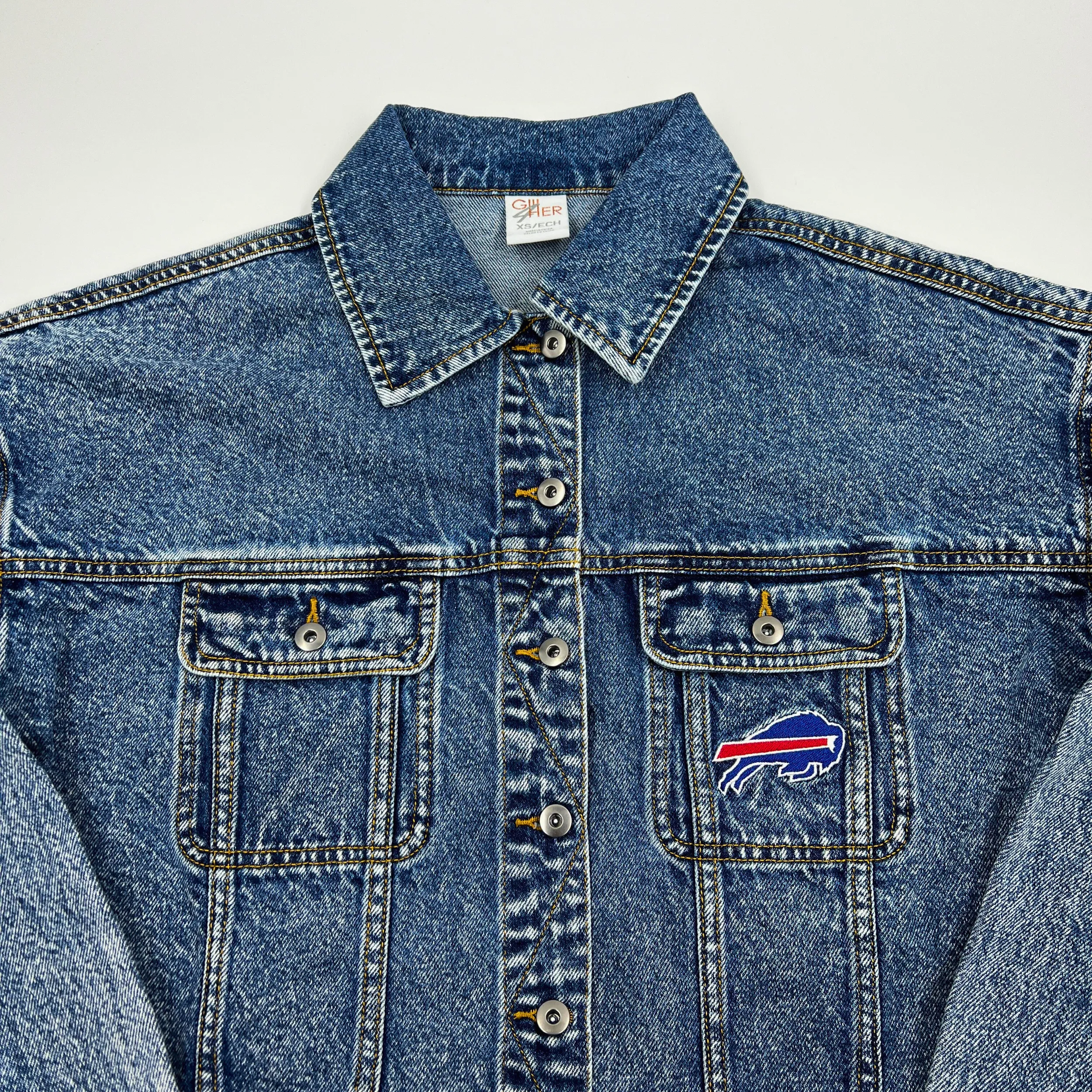 Women's Buffalo Bills Oversized Cropped Denim Jacket