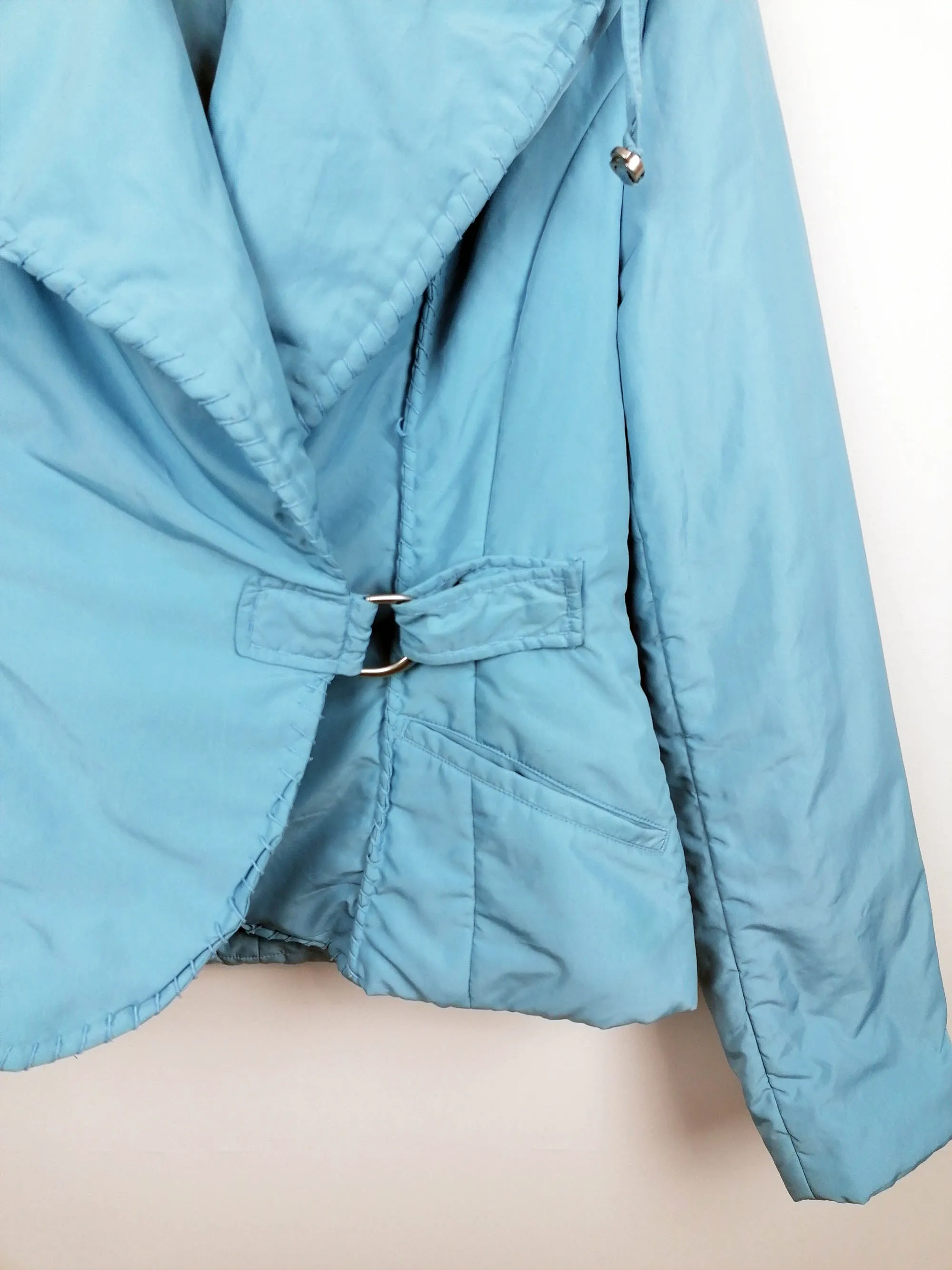 Y2K Snow Image Pastel Blue Fitted Jacket with Hood - size S-M